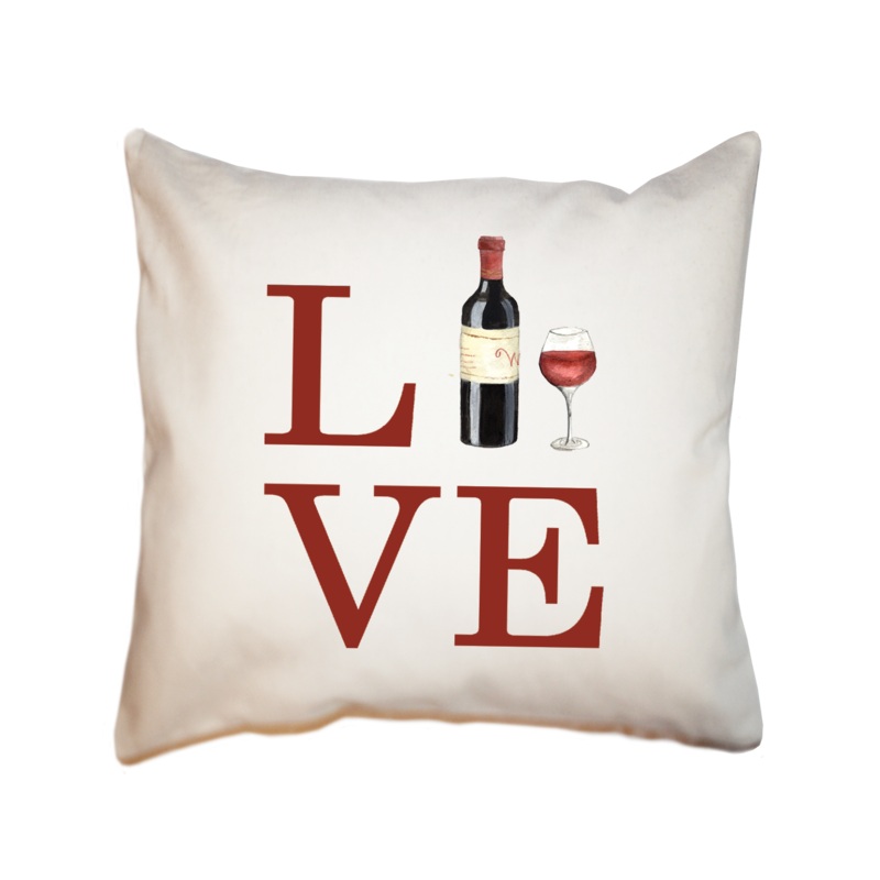 love wine square pillow
