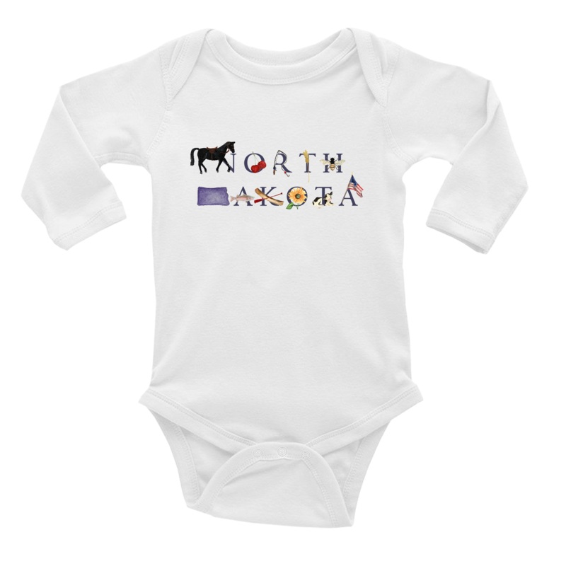 North Dakota baby snap up long sleeve