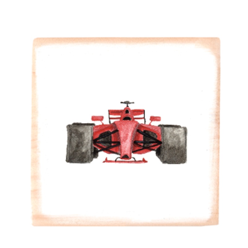 race car square wood block