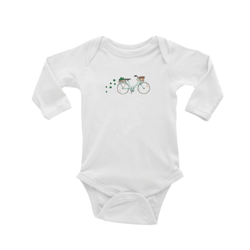 seafoam bike shamrocks baby snap up long sleeve