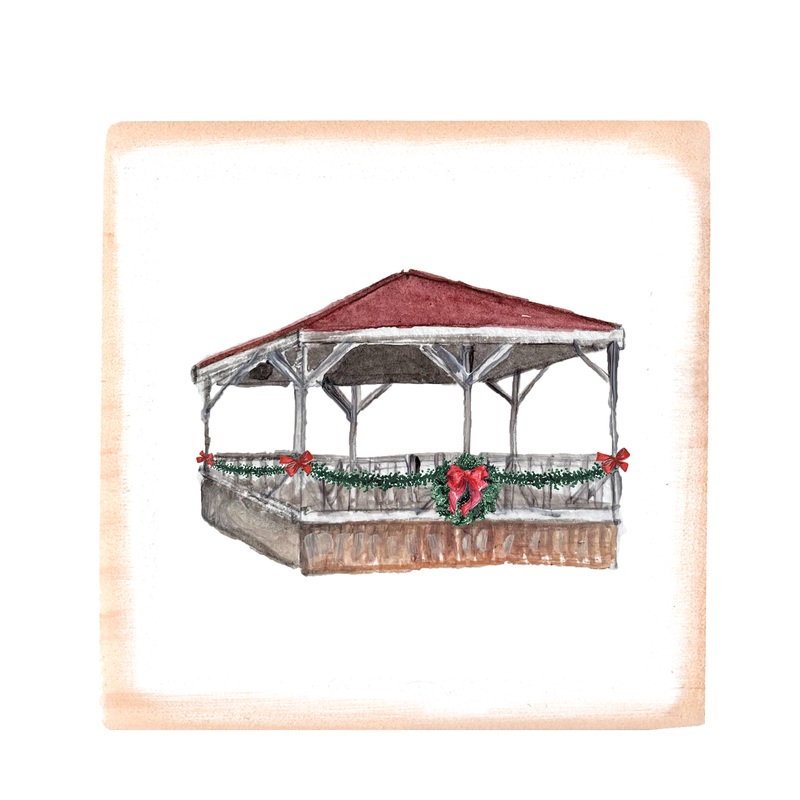 star island gazebo summer house christmas square wood block