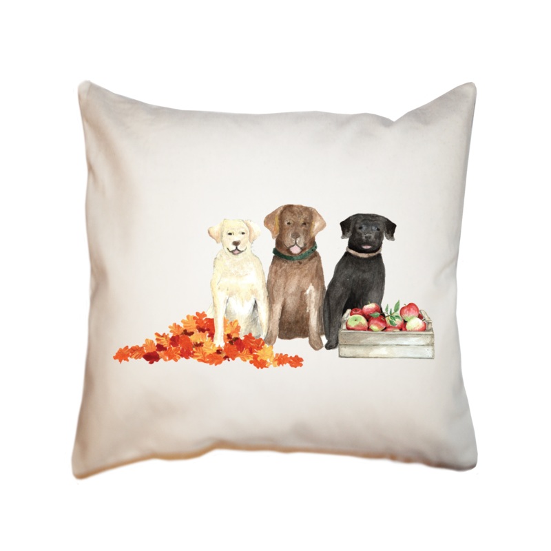 three labs september square pillow