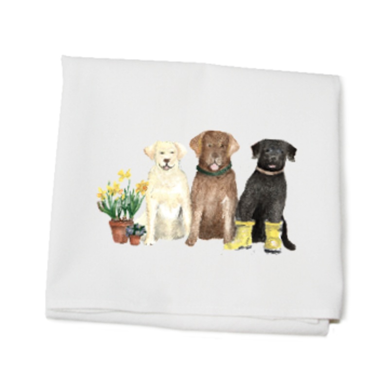 three labs spring flour sack towel