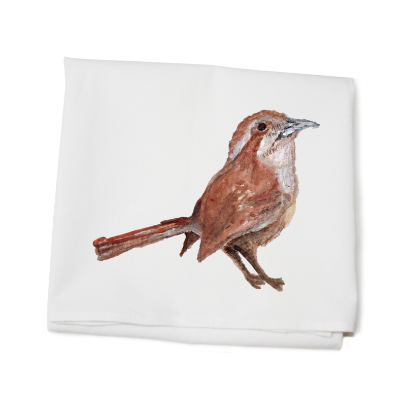 carolina wren flour sack towel