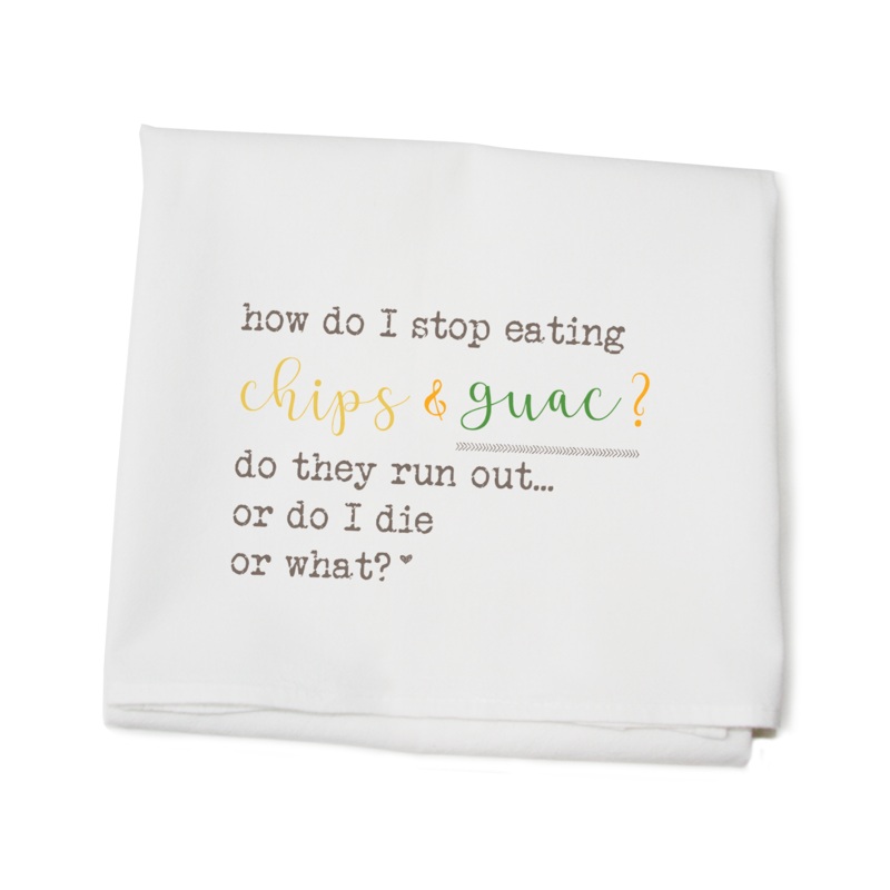 chips and guac flour sack towel