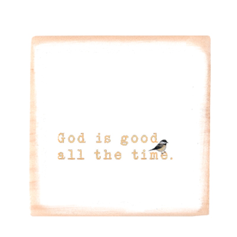 God is good square wood block