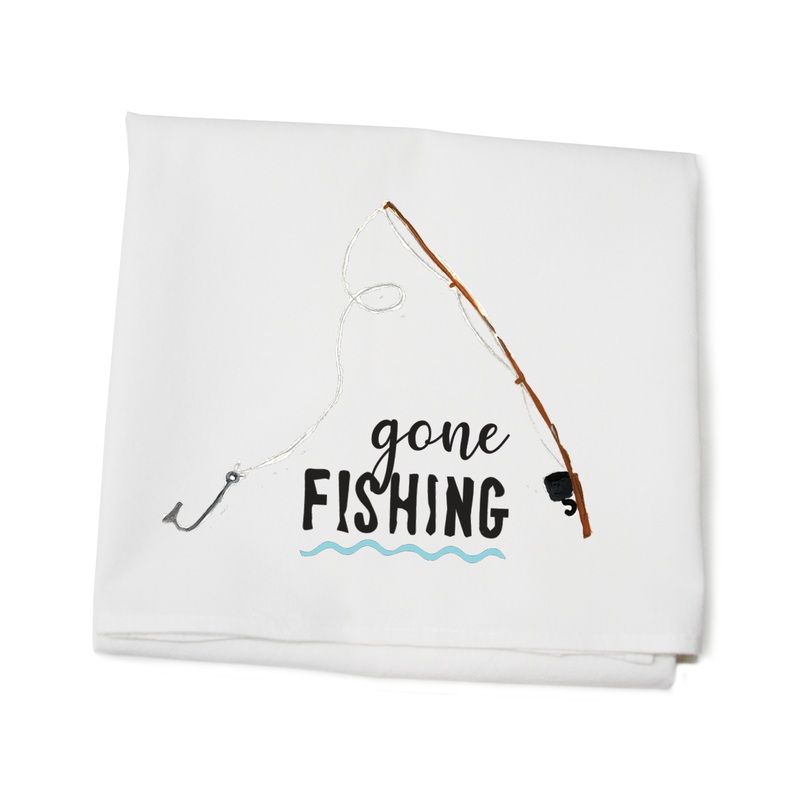 gone fishing flour sack towel
