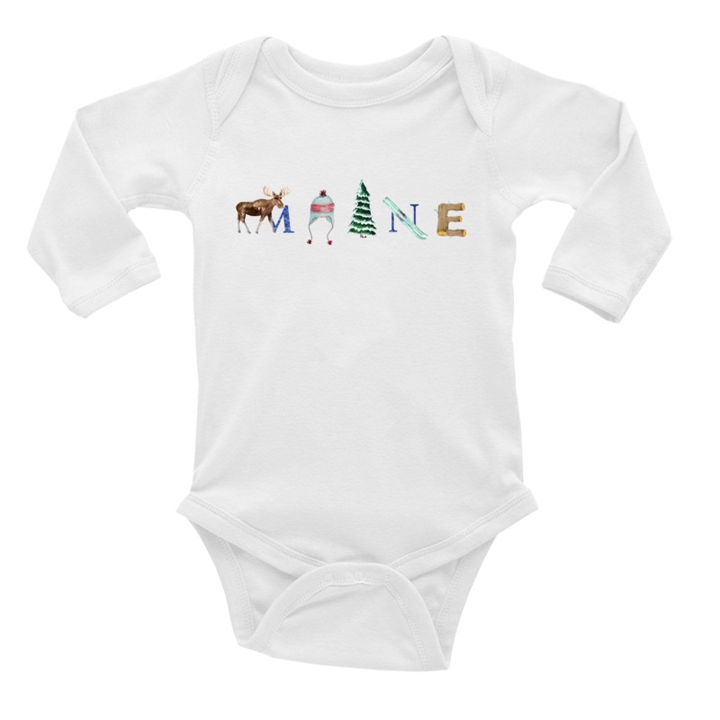 Maine Winter baby snap up long sleeve