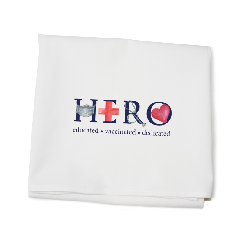 vaccine hero flour sack towel