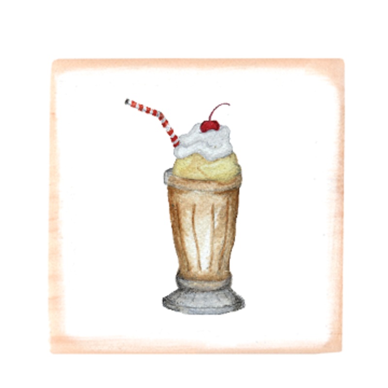 ice cream soda square wood block