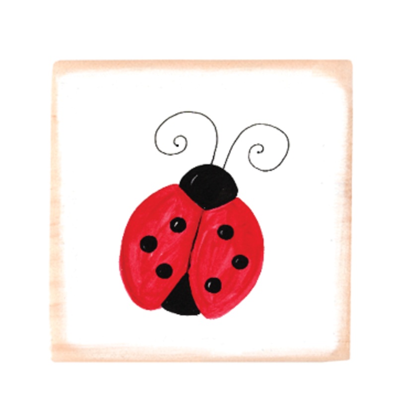 lady bug square wood block