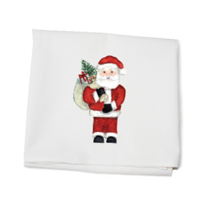 santa with toys flour sack towel
