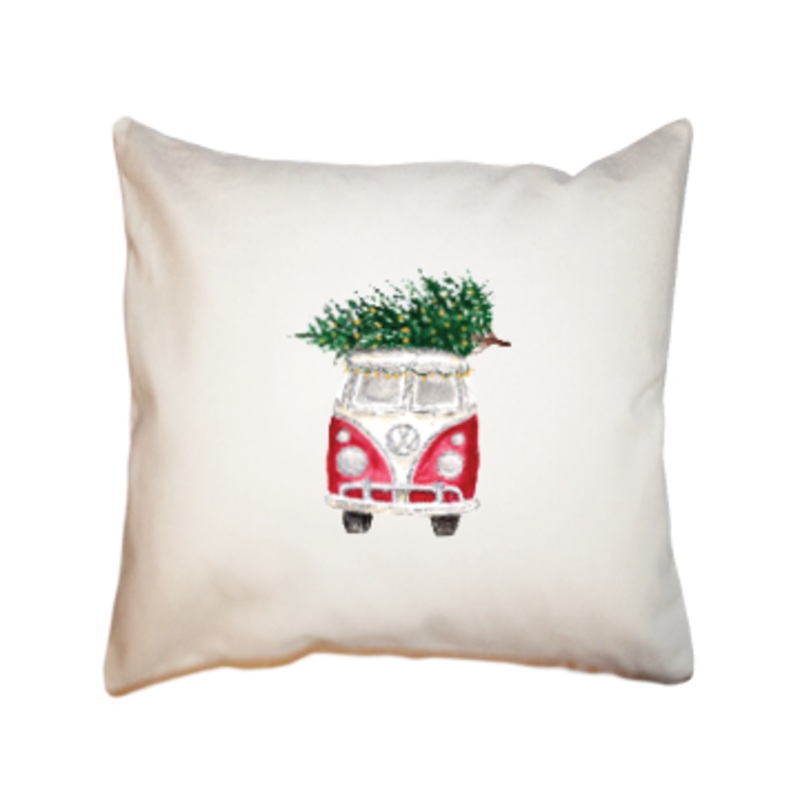 vw van with tree square pillow