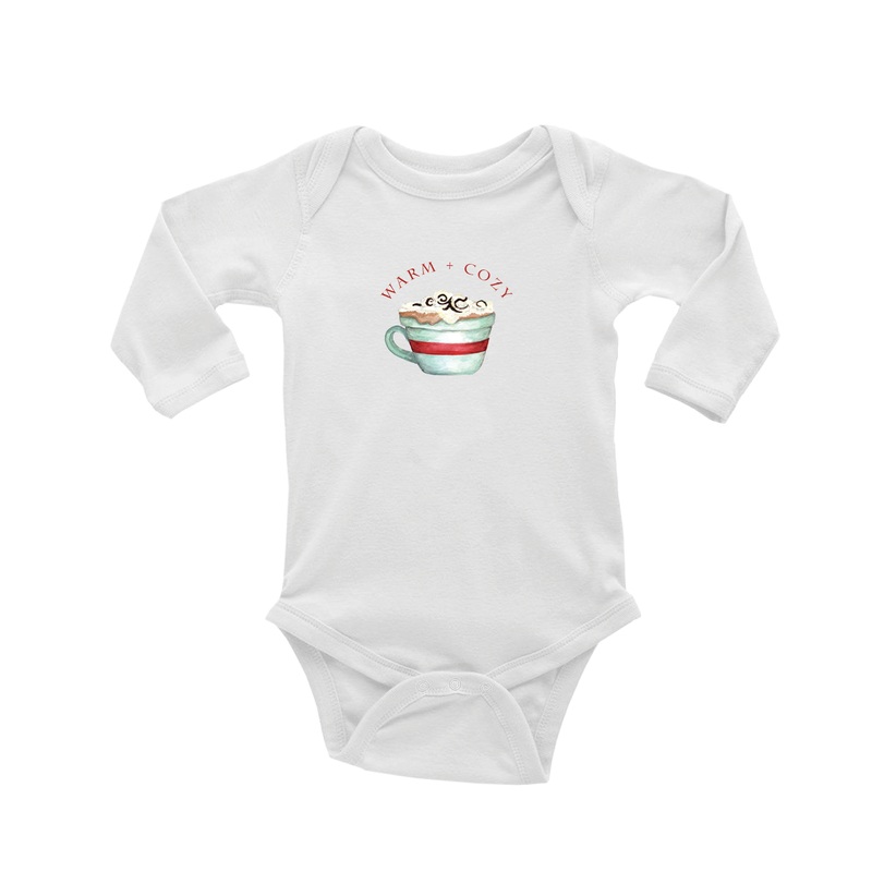 warm and cozy cocoa cup baby snap up long sleeve