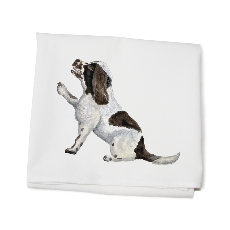 english cocker spaniel flour sack towel