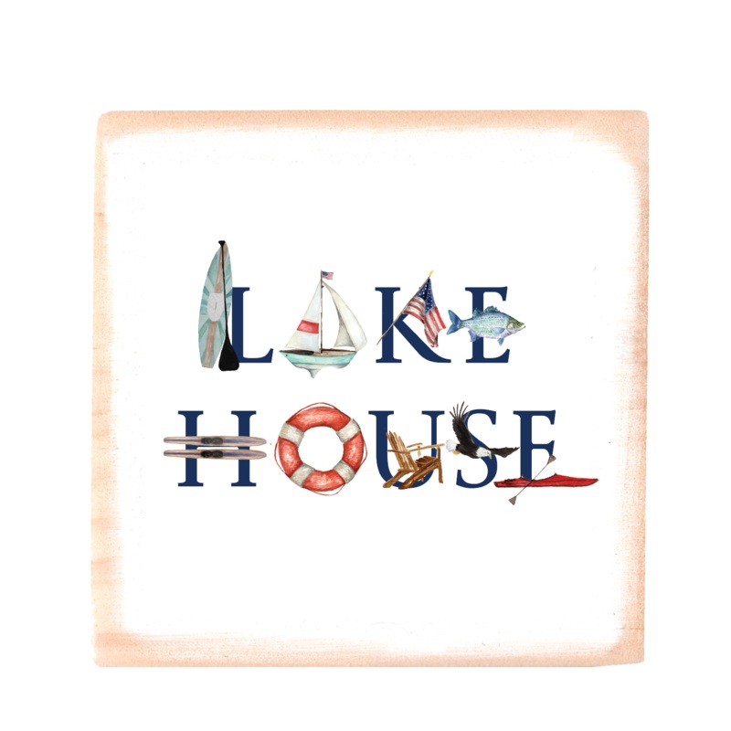 lake house square wood block