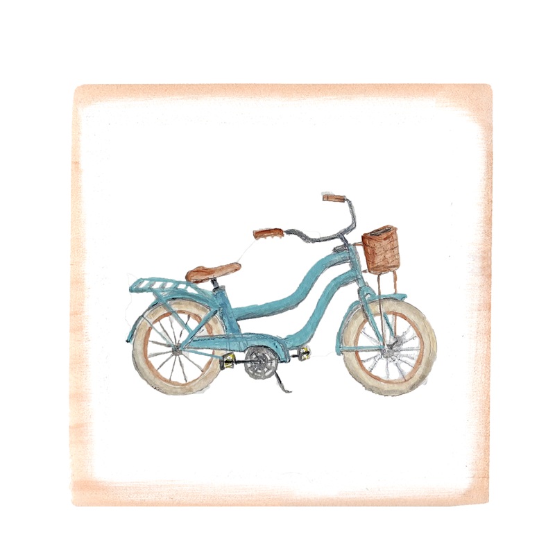 light blue beach bike square wood block