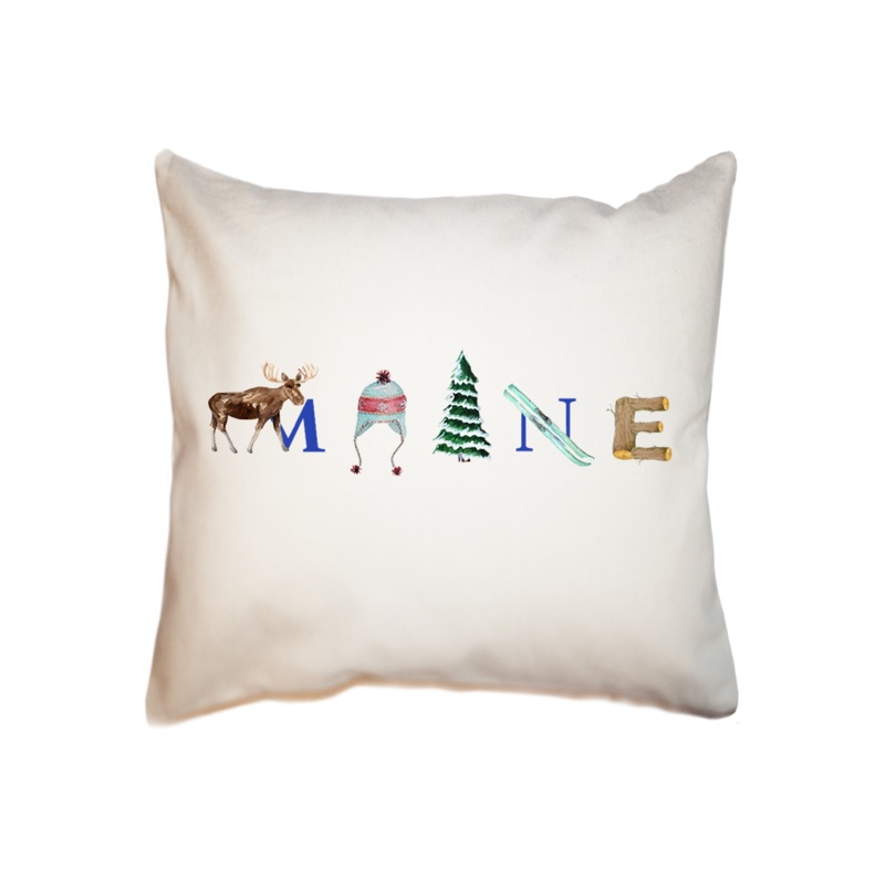 maine winter square pillow
