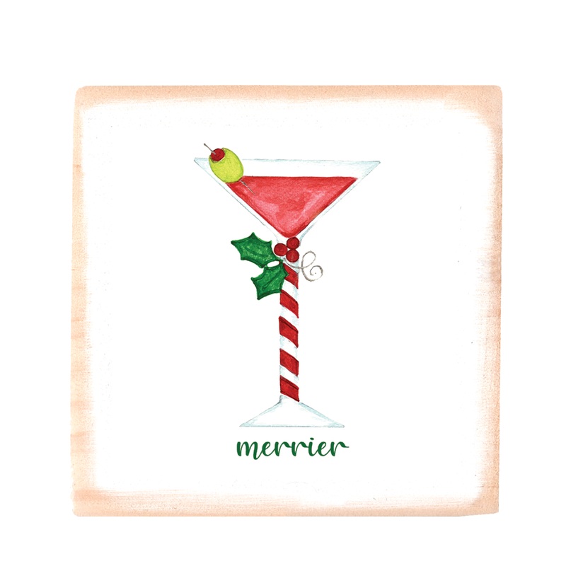 merrier with martini wood block