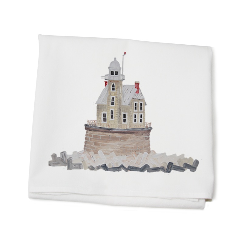 race rock lighthouse flour sack towel
