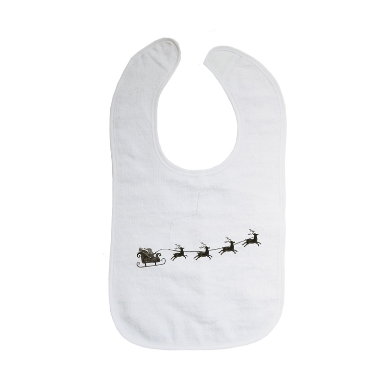 santa with sleigh and reindeer bib