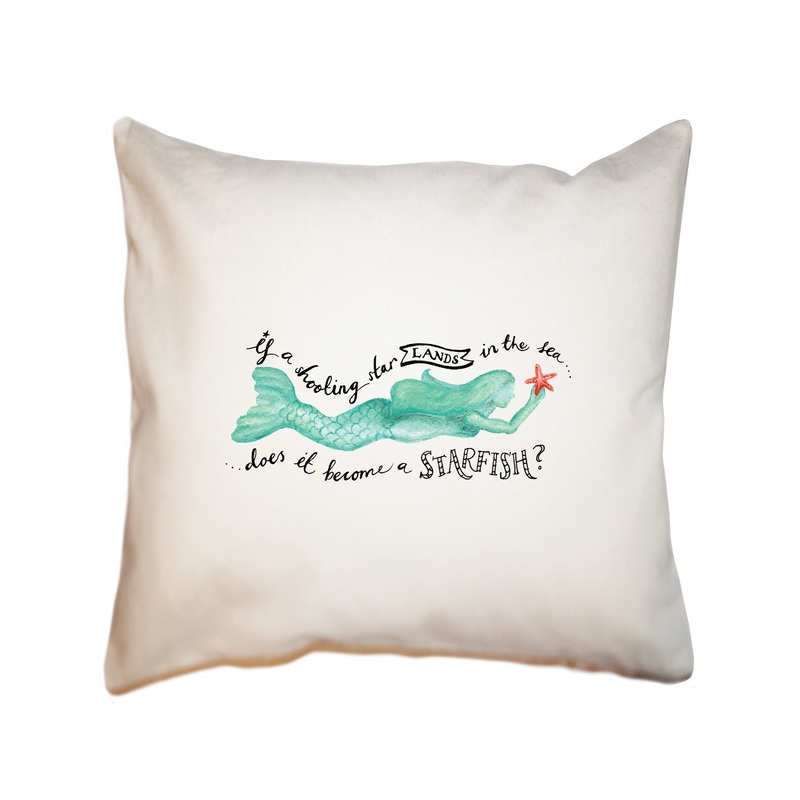 starfish mermaid square pillow