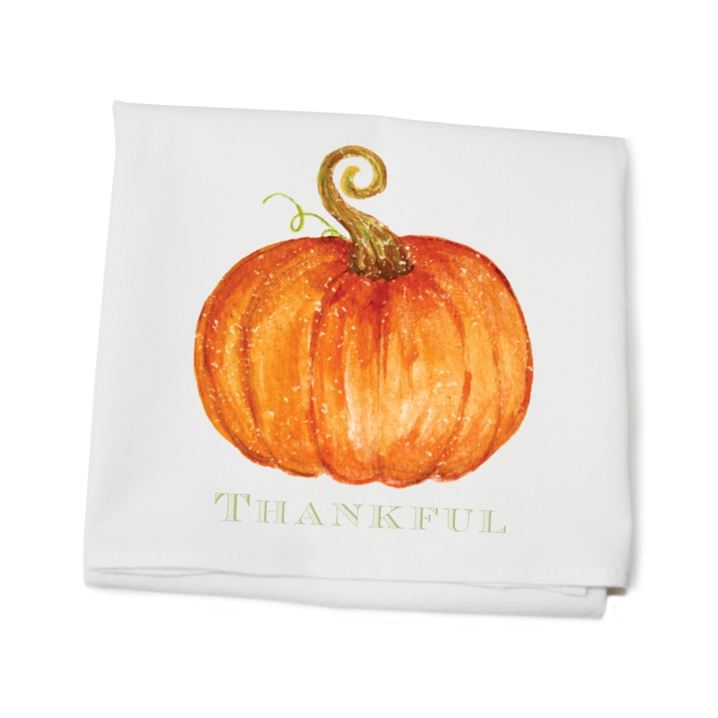 thankful pumpkin flour sack towel