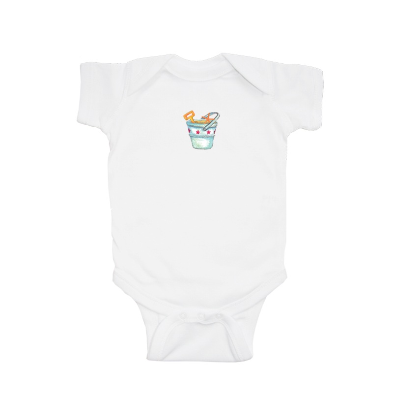 bucket and shovel with star fish baby snap up short sleeve