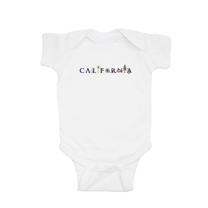california blue font baby snap up short sleeve