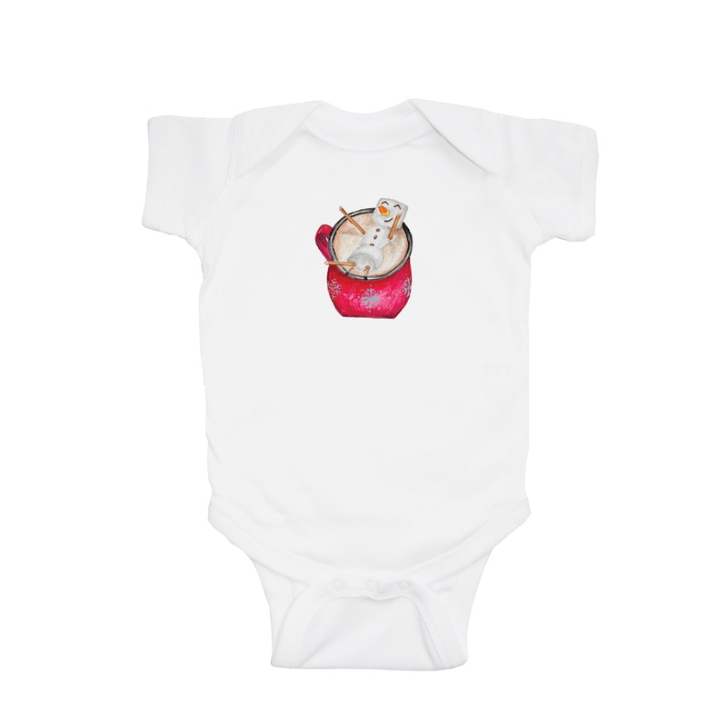 hot cocoa with snowman baby snap up short sleeve