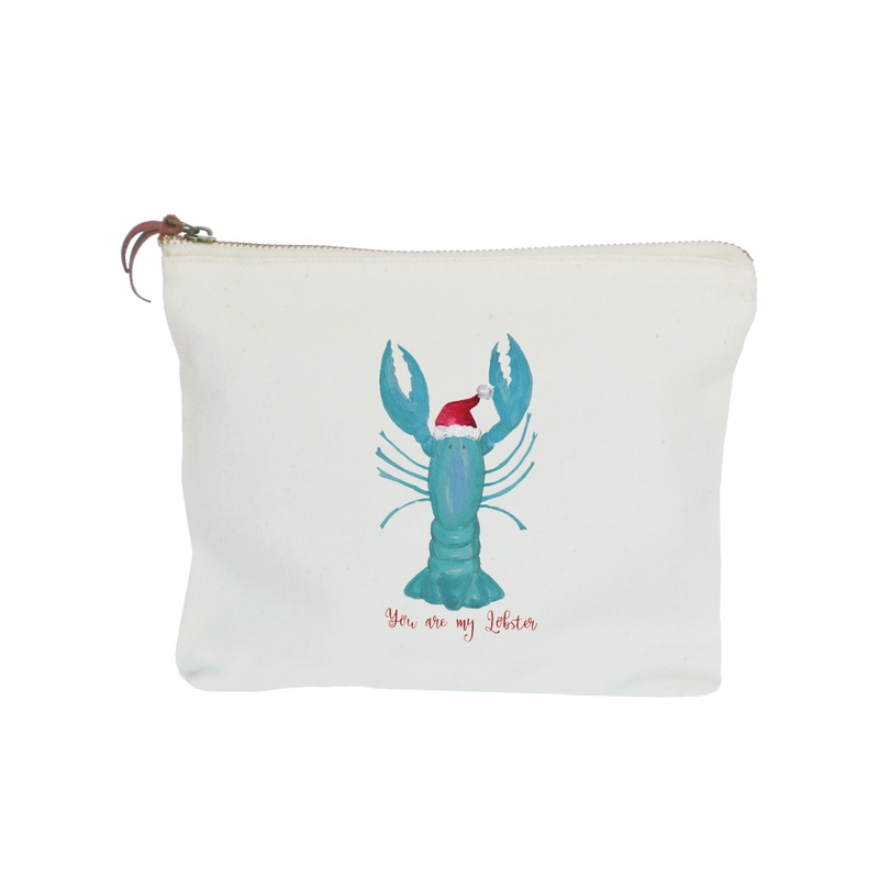 lobster cooked santa hat zipper pouch