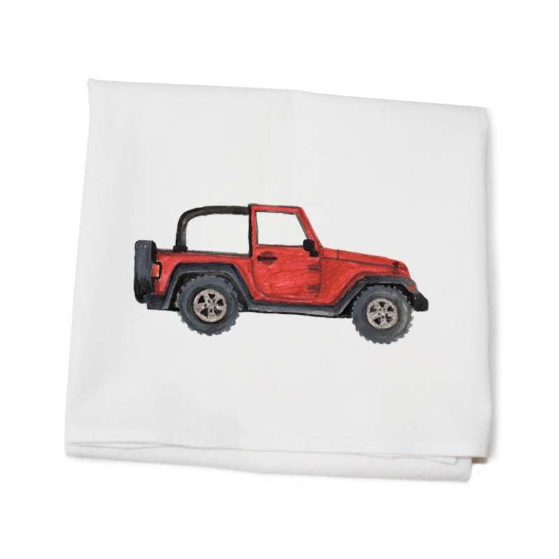 red jeep flour sack towel