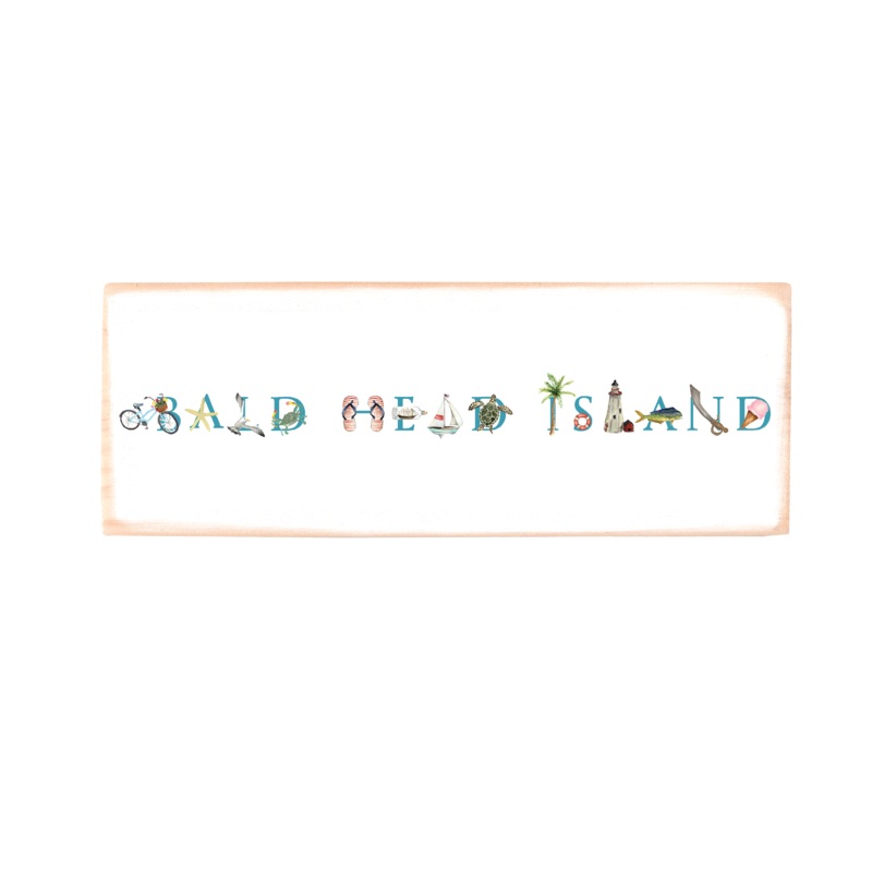 Bald Head Island rectangle wood block
