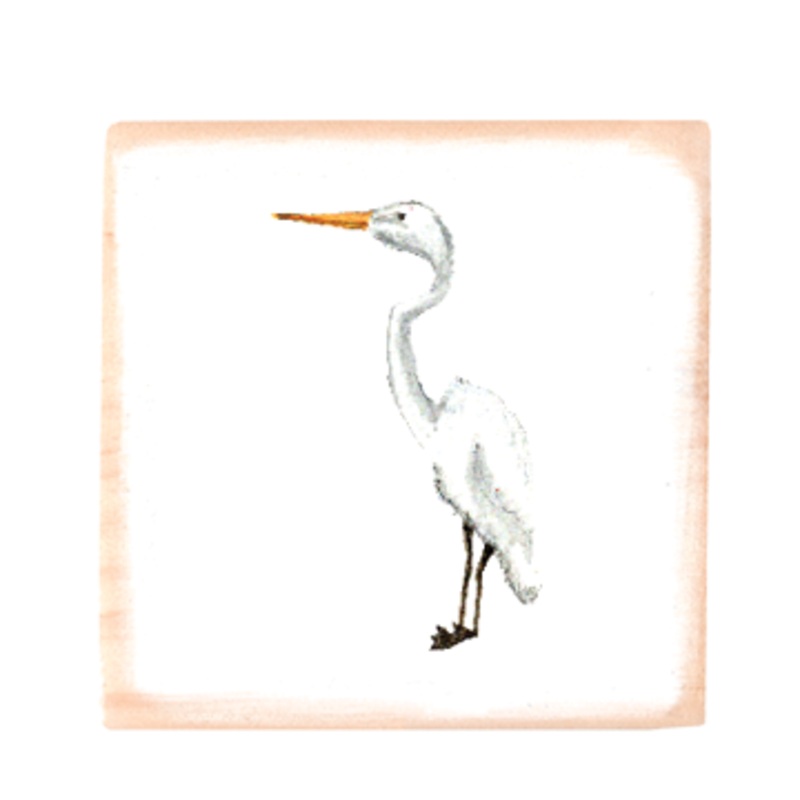 egret square wood block