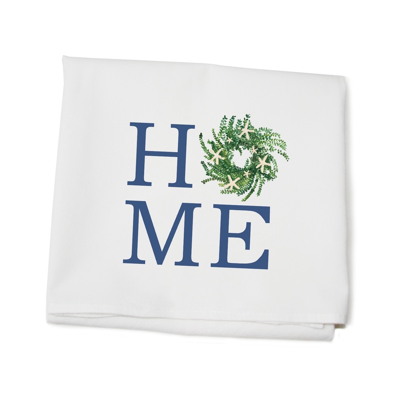 home starfish wreath flour sack towel