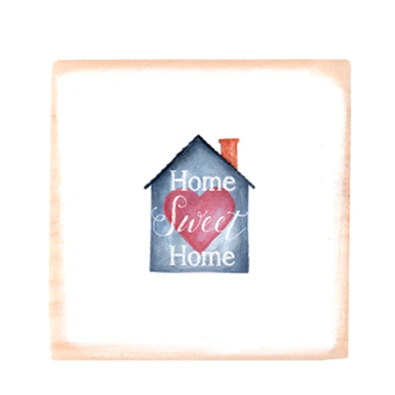 home sweet home square wood block