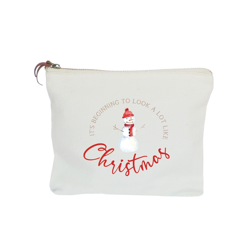 it’s beginning to look snowman zipper pouch