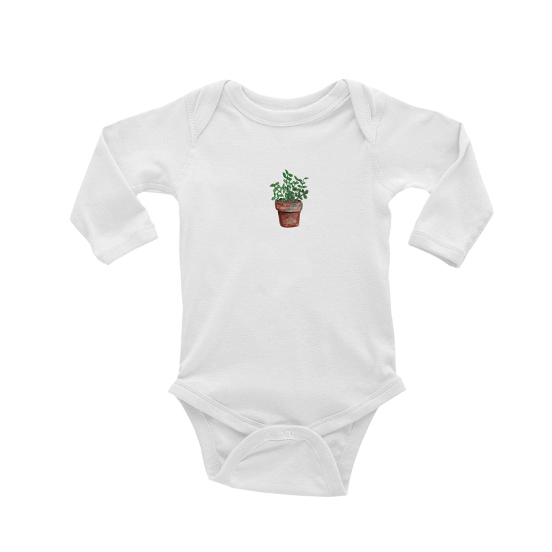 mint in pot baby snap up long sleeve