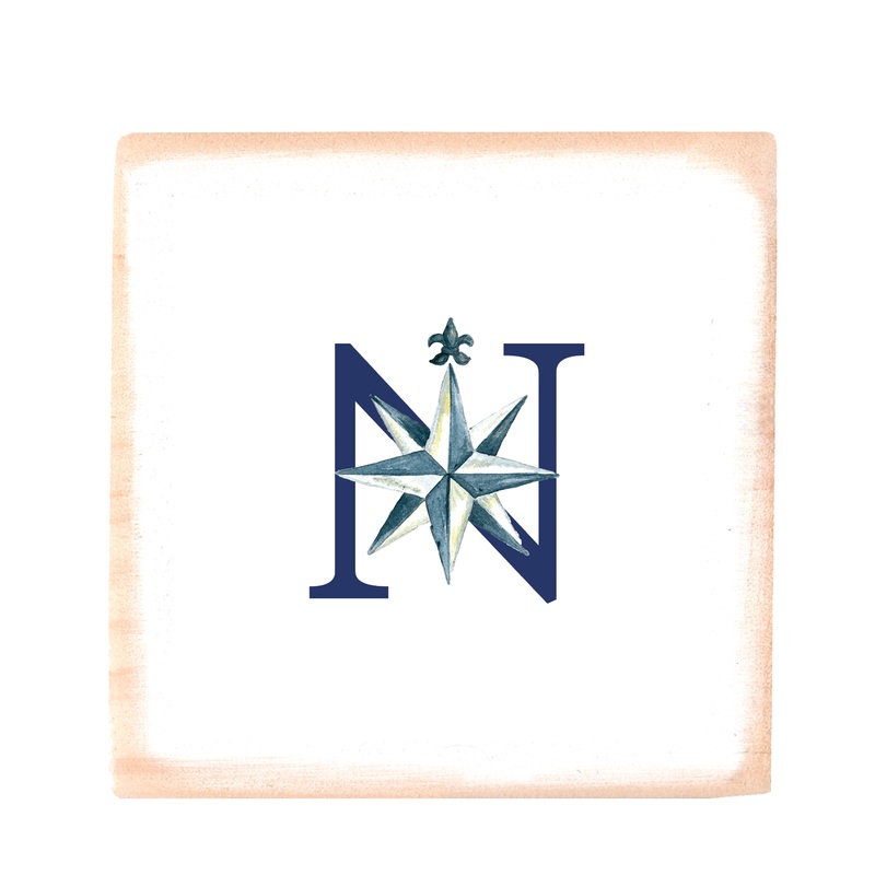 nautical alphabet – N wood block