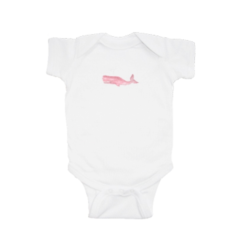 pink whale baby snap up short sleeve