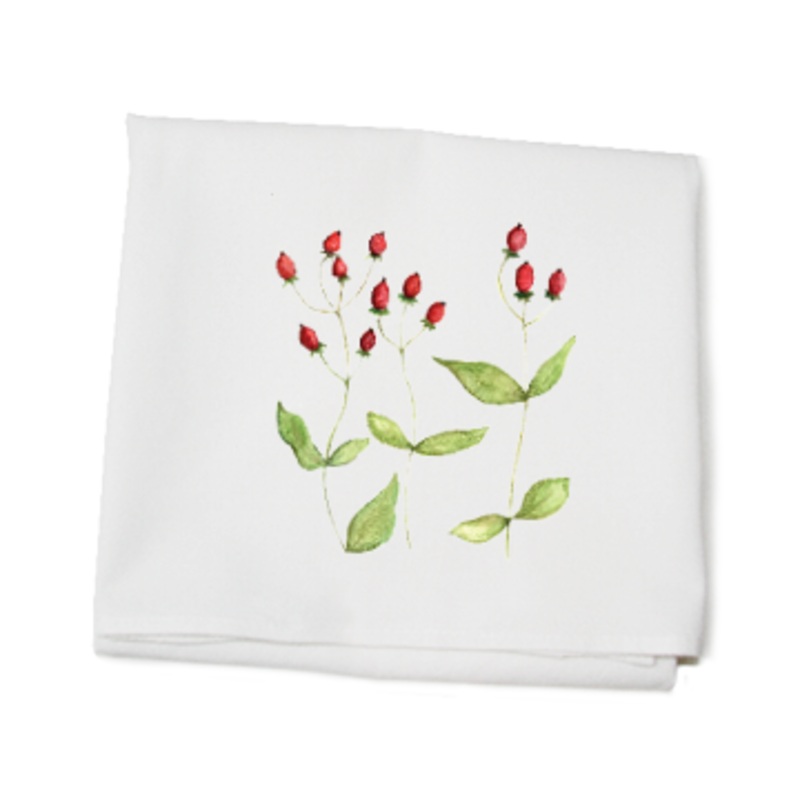 red berries flour sack towel