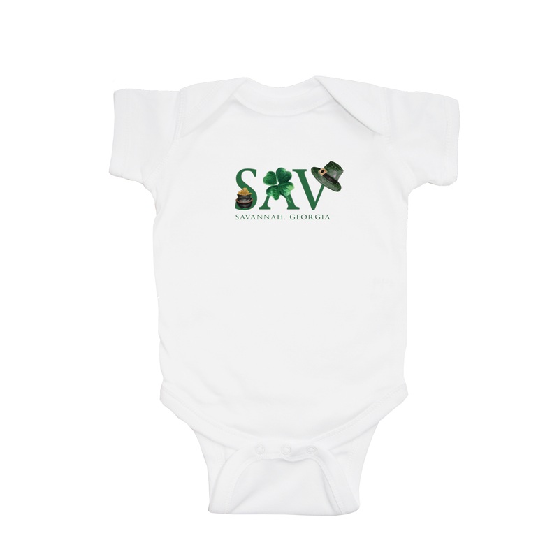 sav st patty’s day baby snap up short sleeve