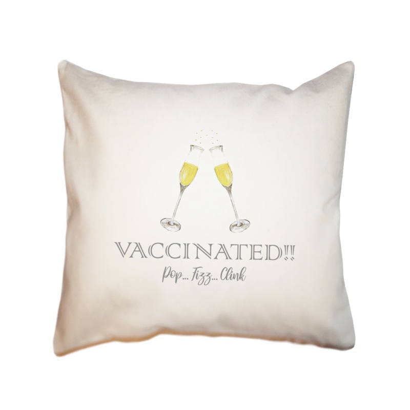 vaccine pop fizz clink square pillow