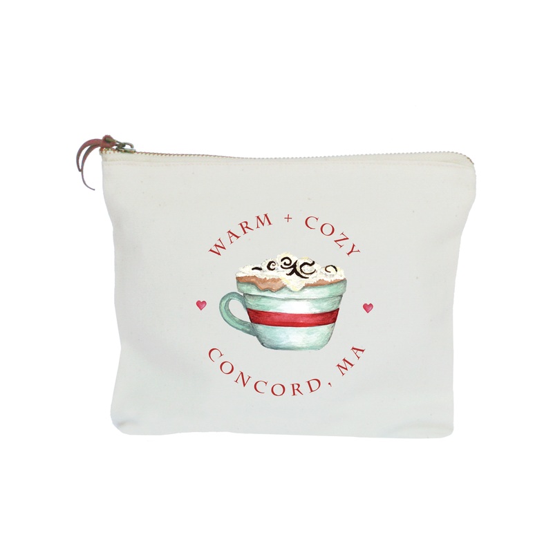 warm and cozy cocoa cup with town zipper pouch