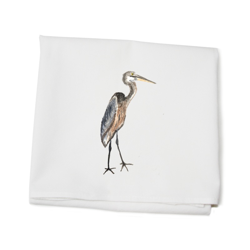 blue heron flour sack towel