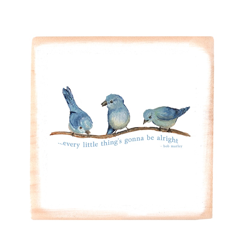 everything is going to be alright square wood block