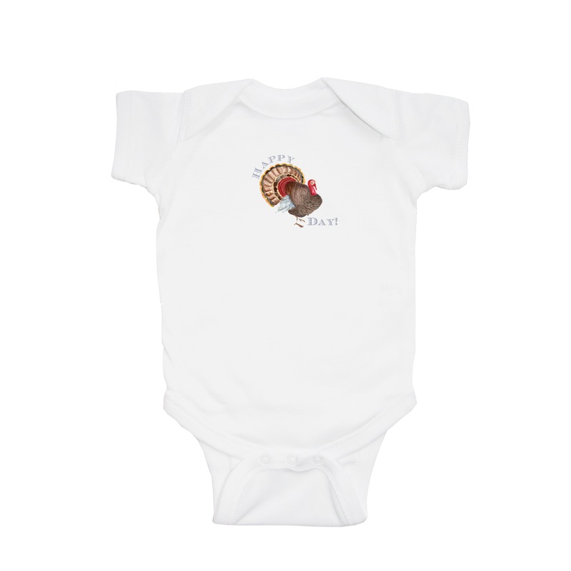 happy turkey day baby snap up short sleeve