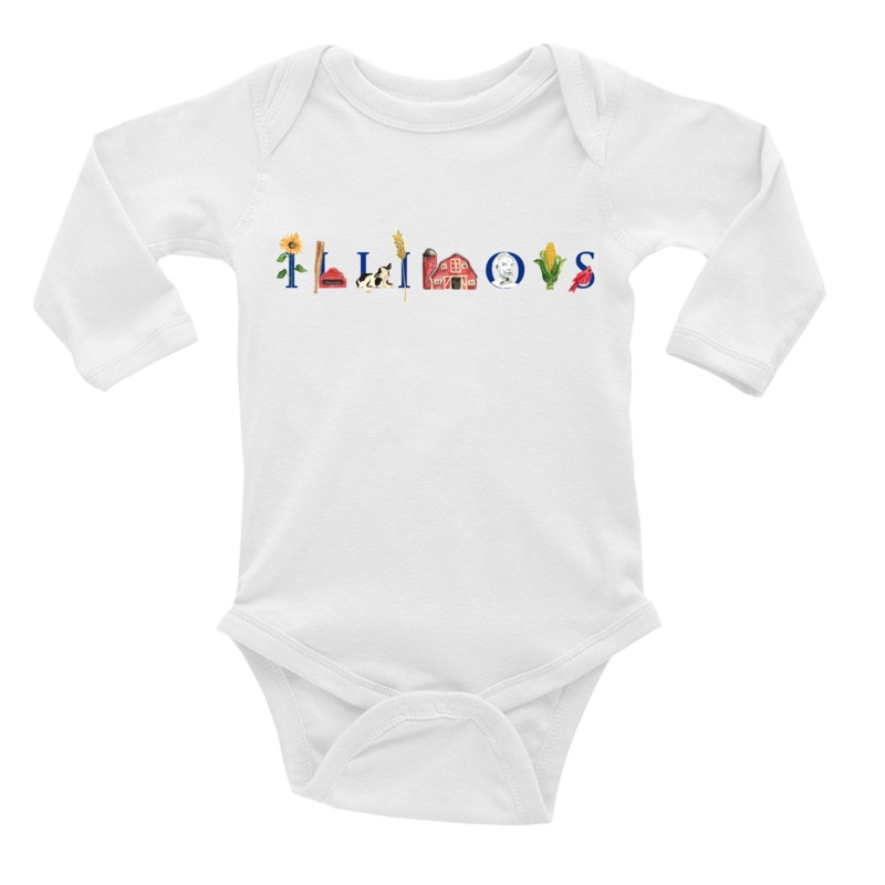 Illinois baby snap up long sleeve