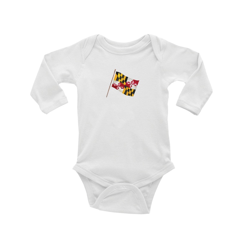 maryland flag baby snap up long sleeve