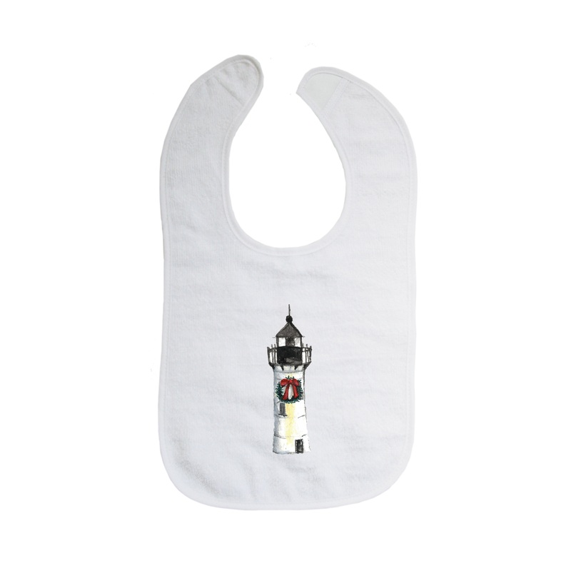 nubble lighthouse with wreath bib